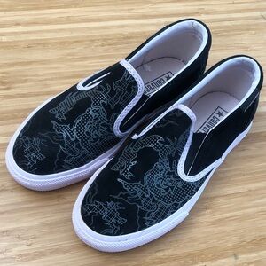 Converse Black Slip-On Shoes with Dragon Motif